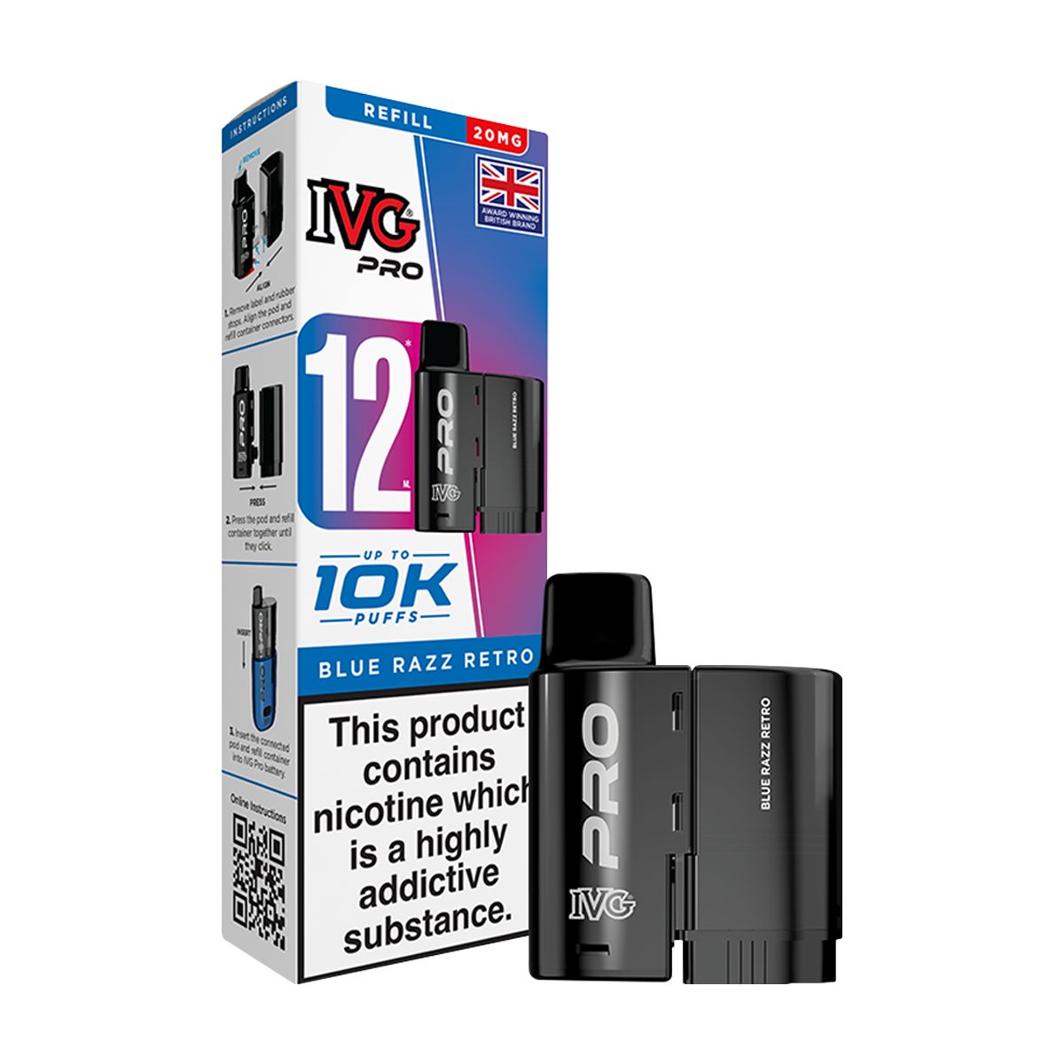 Blue Razz Retro IVG Pro 12 Refill Pack