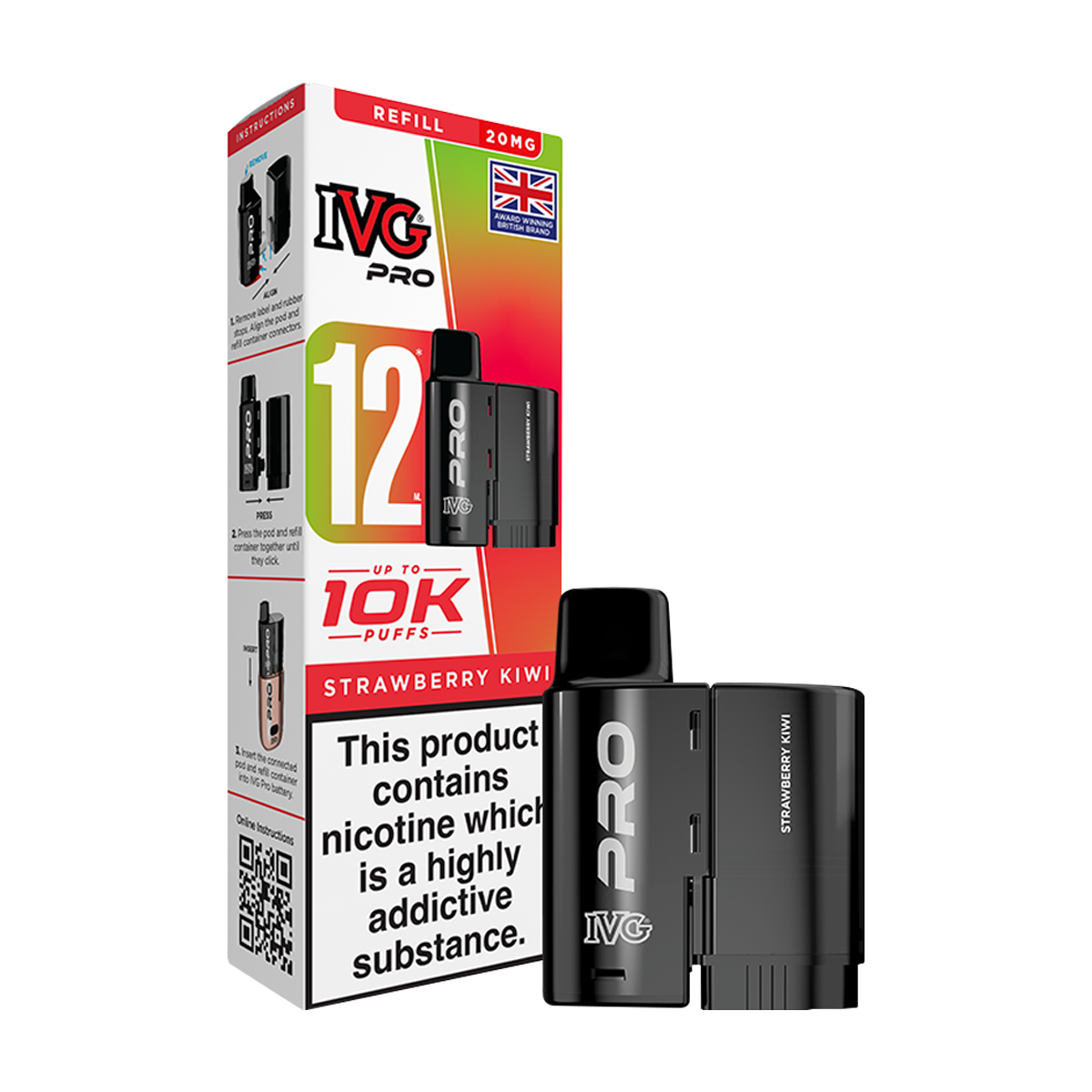 Strawberry Kiwi IVG Pro 12 Refill Pack