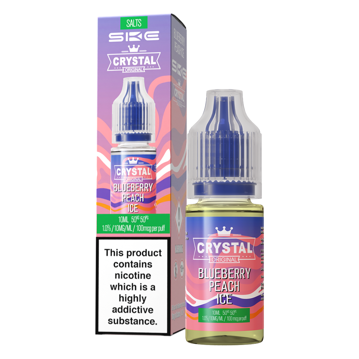 Blueberry Peach Ice Nic Salt by SKE Crystal 10ml