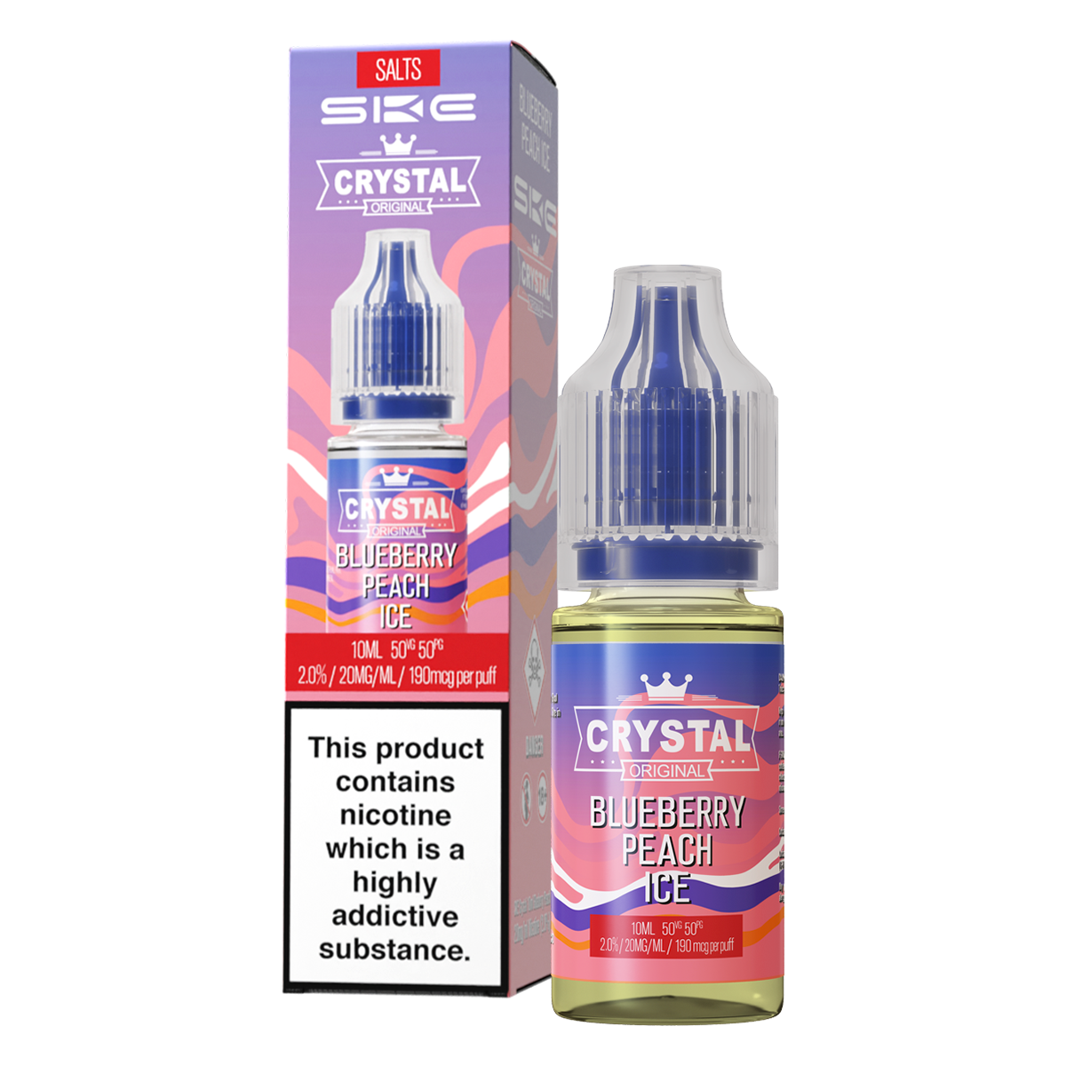 Blueberry Peach Ice Nic Salt by SKE Crystal 10ml